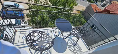 an overhead view of a balcony with a mirror at ROYAL Residences in Cetinje