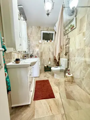 a bathroom with a sink and a toilet at Hladna Uvala Minimalist 2 Bedroom Apartman in Bar