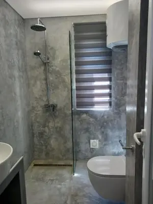 a bathroom with a shower and a toilet and a sink at Markovići Studio