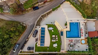an overhead view of a house with a pool at Villa Stella in Bar