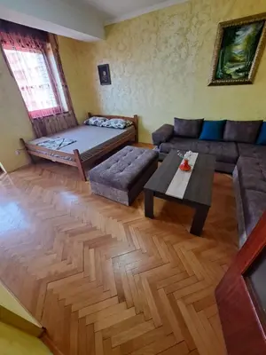 a living room with a couch and a table at Sunrise 2 in Podgorica