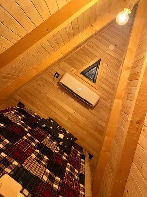 an overhead view of a room in a wooden ceiling at Podgoricka Koliba