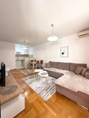 a living room with a couch and a table at Top Apartments Vuković in Podgorica