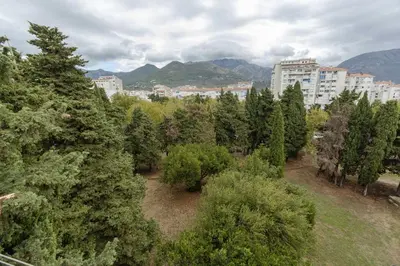 an aerial view of a forest of trees in a city at Parkview Bar in Bar