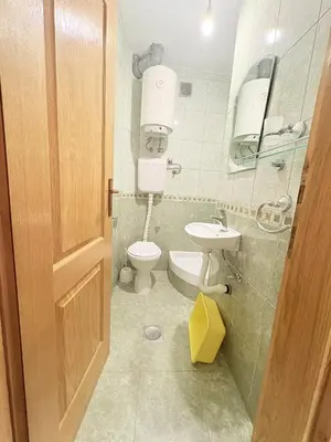 a bathroom with a toilet and a sink at Apartmani Miladinović in Sutomore