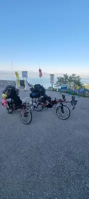 two bikes parked on the side of a road at Livari CAMPING in Livari