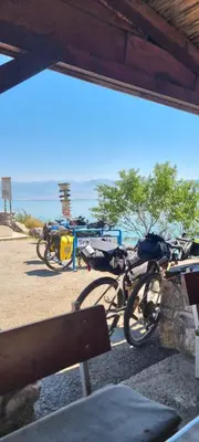 a group of bikes parked next to a bench at Livari CAMPING in Livari