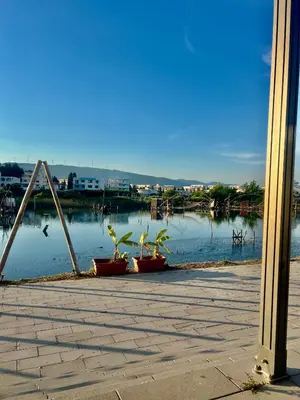 a view of a body of water with two boats at PrivatHomeUlcinj2 in Ulcinj