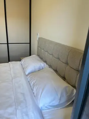 a bed with two pillows in a room at Apartman Lux M Residence PG in Podgorica