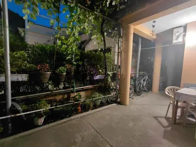 a room with potted plants on the side of a building at Snežana in Budva