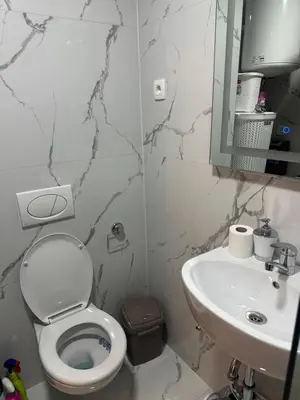 a bathroom with a toilet and a sink at Studio apartman in Budva