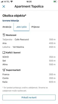 a screenshot of a cell phone screen showing the appointment topology at Apartment Topolica in Bar