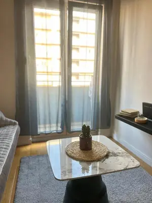 a room with a table with a cactus on it at Elegant apt in Central Point in Podgorica