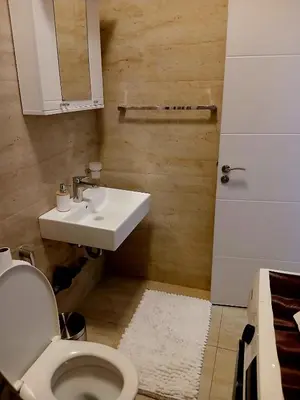 a bathroom with a toilet and a sink at Old town nest in Budva
