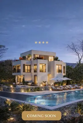 a rendering of a villa with a swimming pool at night at Ramonda Villa&Pool in Buljarica