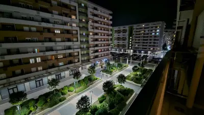 an aerial view of an apartment complex at night at CL Home Lux in Podgorica