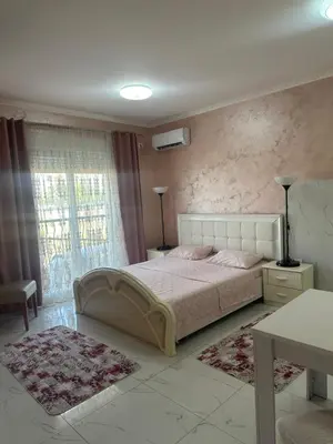a bedroom with a large bed and a window at Rose Stay Podgorica in Podgorica