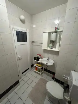 a bathroom with a toilet and a sink at Budva apartment in Budva