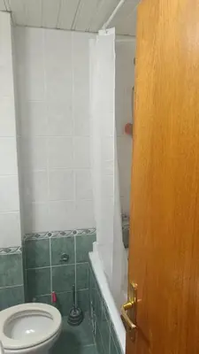 a bathroom with a toilet and a bath tub at Apartman Vuk in Rafailovici