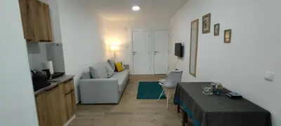 a living room with a couch and a table at Amore Studio Apartment in Bar, Susanj