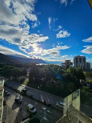 a view of a city street with a cloudy sky at Kadmo Sea View Apartment in Budva