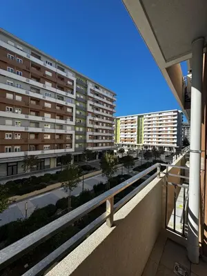 a balcony with a view of a building at Urban Stay in Podgorica