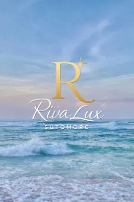 a logo for a resort on the beach at Riva Lux Apartments in Sutomore