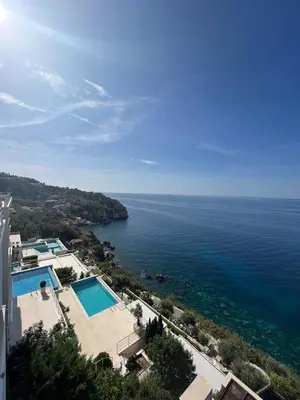 a view of the ocean from a house at Villa Jelena in Reževići