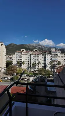a view of a city from a balcony of a building at Central Studio Apartment in Bar