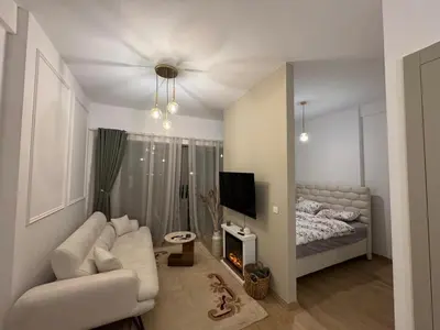 a living room with a couch and a bed at Studio UNA - PMTR Building, BAR in Bar