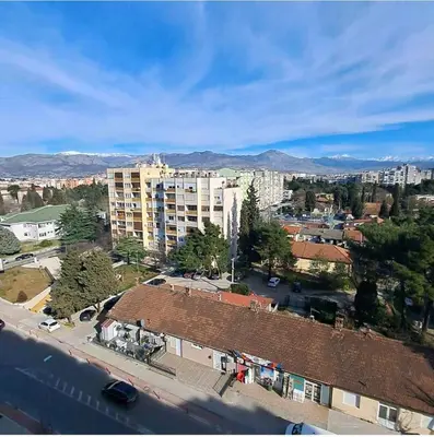 an aerial view of a city with buildings at Apartman Podgorica - Pobrezje in Podgorica