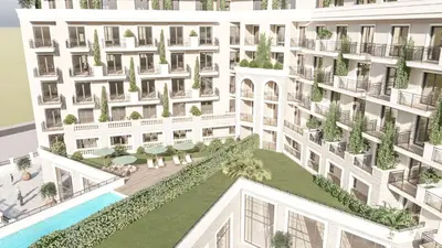 an architectural rendering of a building with a courtyard at Aranka in Budva