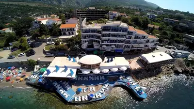 an aerial view of a resort on the water at Malibu Apartments in Sutomore