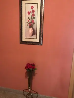 a picture of a vase with red roses in it at Vila Laguna in Sutomore