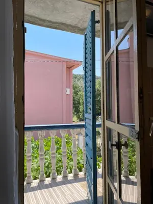 a view from the door of a balcony at Apartment Mira in Sutomore