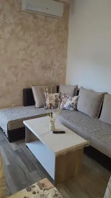 a living room with a couch and a table at Apartment Dragan in Budva