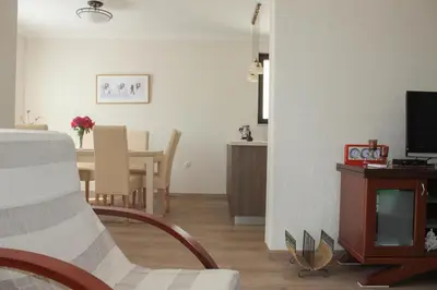 a living room with a table and a dining room at Apartment Golubović Kotor in Kotor