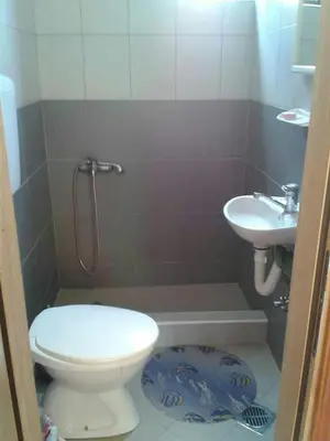a bathroom with a toilet and a sink at Draga`s rooms in Virpazar