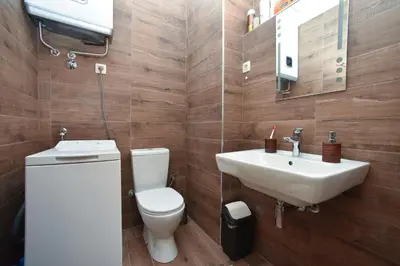 a bathroom with a toilet and a sink at Villa Old Olive 2 in Budva