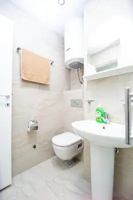 a bathroom with a toilet and a sink at Apartment Sofija in Budva