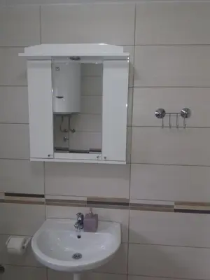 a bathroom with a sink and a mirror at Apartments Mirković in Cetinje
