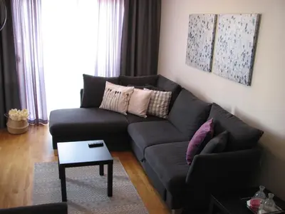 a living room with a couch and a table at Apartments B&S Lux in Budva