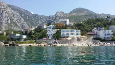 a view of a town from the water at Two Palms Apartment in Sutomore