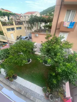 an aerial view of a yard with trees and plants at Apartmani Raskovic in Budva