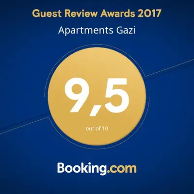 a sign that reads quest review awards applicants ga at Apartments Gazi in Ulcinj