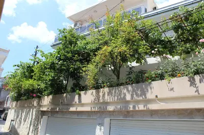 a building with plants on top of it at Apartments Gazi in Ulcinj