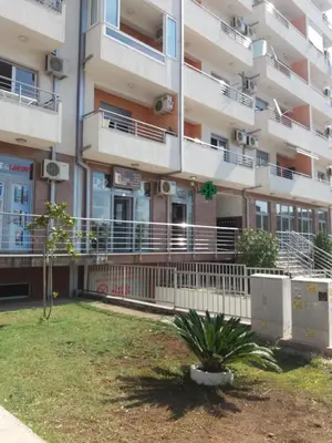 an apartment building with a plant in front of it at Apartment S&S Budva in Budva
