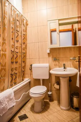 a bathroom with a toilet and a sink at Eldorado Apartments in Ulcinj