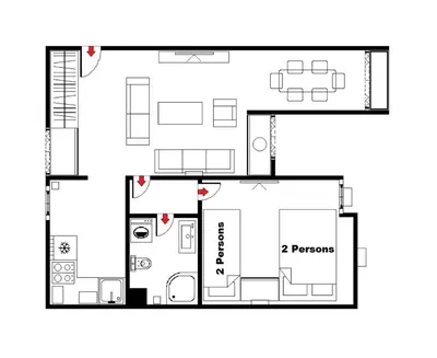 a floor plan of a house at D&D Apartment 1 in Budva