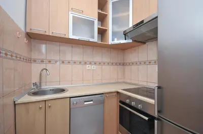 a small kitchen with a sink and a dishwasher at D&D Apartment 1 in Budva